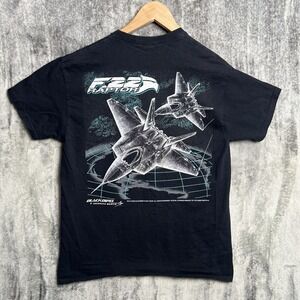 F22 Raptor Shirt Mens M Fighter Jet Double Sided Blackbird Military 2024